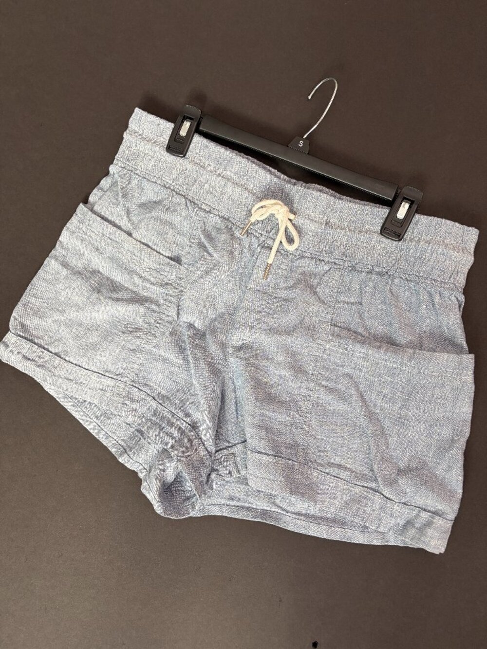 Athleta Cabo Linen 4" Shorts Size 12 Blue Leisure Coastal Chic Clean Girl